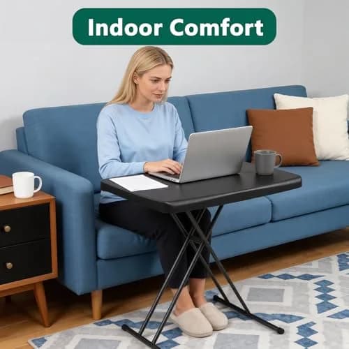 FurniEdge 30 Inch Folding Table Set of 2 | Adjustable Height Heavy Duty Utility Table for Small Spaces thumbnail 8