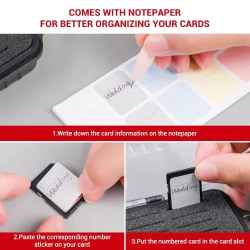 Kiorafoto 40-Slot SD Card Holder Case with Labels & Carabiner | Transparent, Water-Resistant thumbnail 6