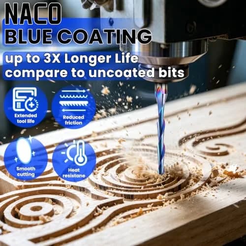 HQMaster 1/8" Shank 2-Flute Upcut CNC Router Bits 10pcs | Solid Carbide Spiral End Mill for Woodworking thumbnail 4