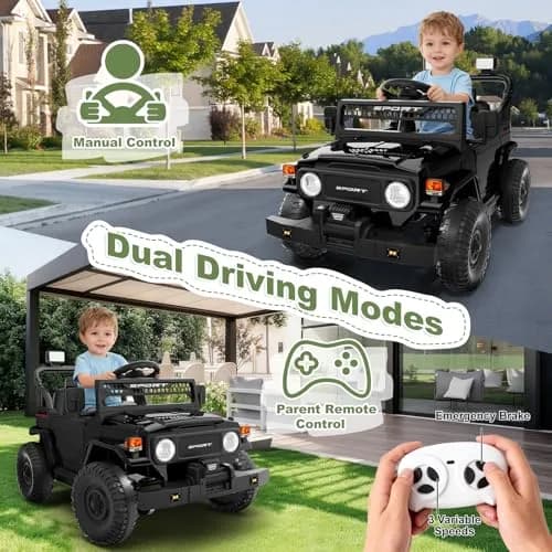 YunTopKids Kid Car 12V Ride On Toy with Remote Control Black | All-Terrain, 7Ah Battery, Ages 37-60 Months thumbnail 2