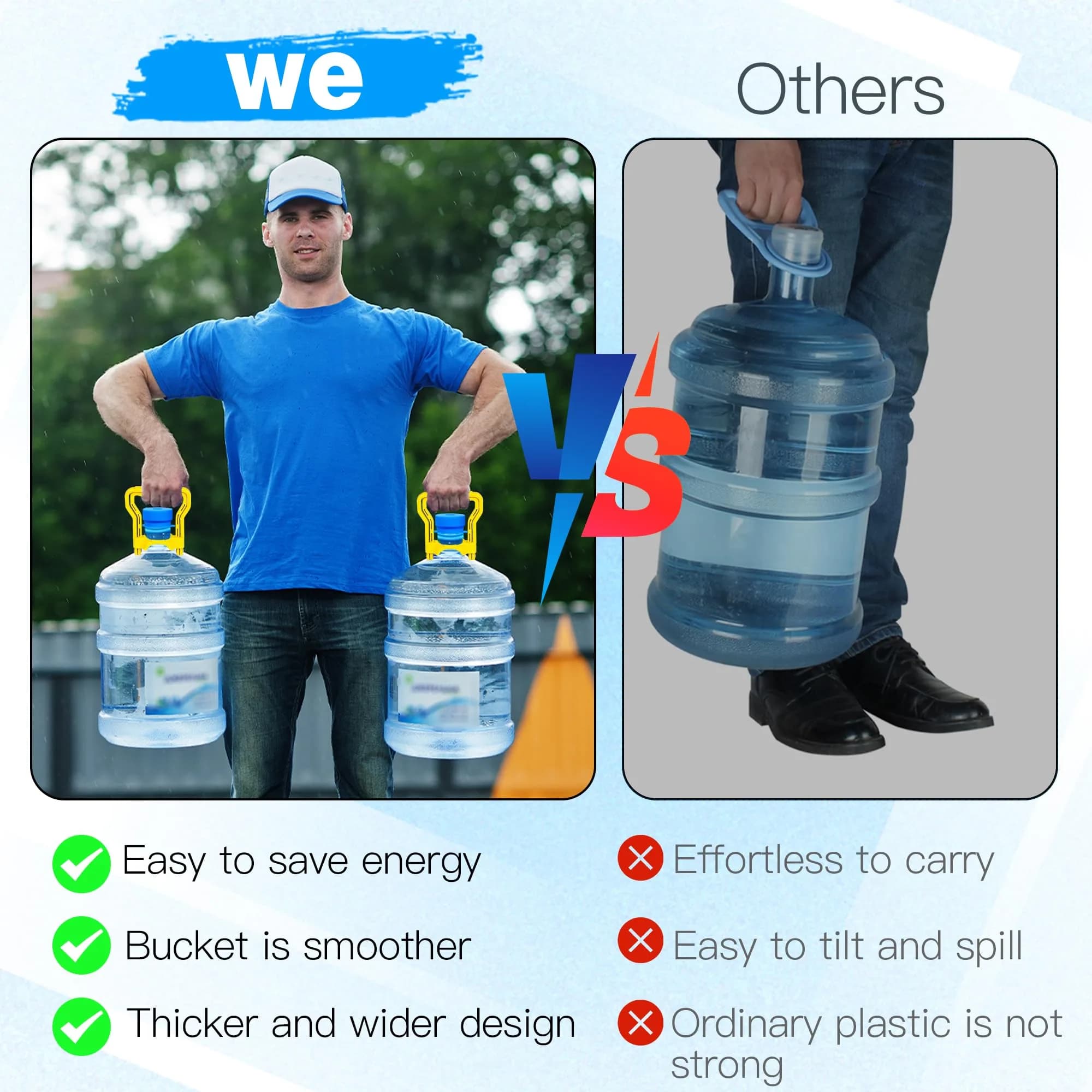 U-Goforst 6-Piece Water Jug Cap & Handle Set | 5 Gallon Reusable Silicone Caps & Ergonomic Lift Handle - view 7