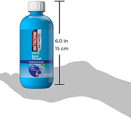 Betadine Sore Throat Relief Gargle, 8 Oz, Fast Acting Antiseptic with Povidone-Iodine 0.5%, Mint Flavor (Pack of 12) | Trusted for 50+ Years thumbnail 5