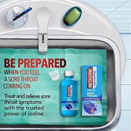 Betadine Sore Throat Relief Gargle, 8 Oz, Fast Acting Antiseptic with Povidone-Iodine 0.5%, Mint Flavor (Pack of 12) | Trusted for 50+ Years thumbnail 2