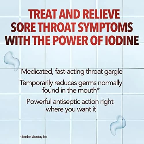 Betadine Sore Throat Relief Gargle, 8 Oz, Fast Acting Antiseptic with Povidone-Iodine 0.5%, Mint Flavor (Pack of 12) | Trusted for 50+ Years thumbnail 3