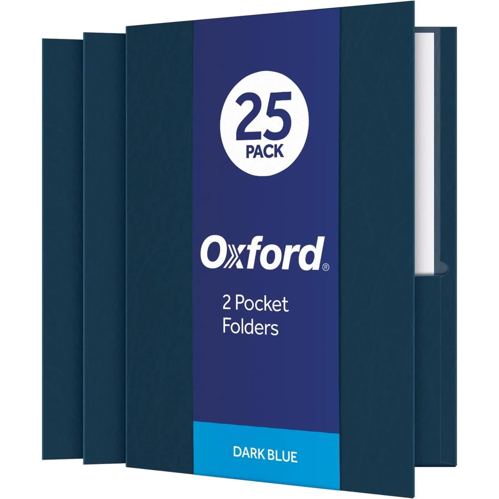 Oxford Twin-Pocket Folders, Dark Blue, Letter Size, 125 Count | Heavy Textured Paper for Students & Office — Dark Blue