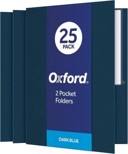 Oxford Twin-Pocket Folders, Dark Blue, Letter Size, 125 Count | Heavy Textured Paper for Students & Office thumbnail 1