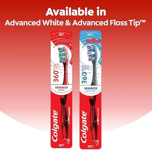 Colgate 360 Advanced Whitening Soft Toothbrush Pack, 8 Count | Helps Clean Teeth, Tongue, Cheeks, & Gums thumbnail 6