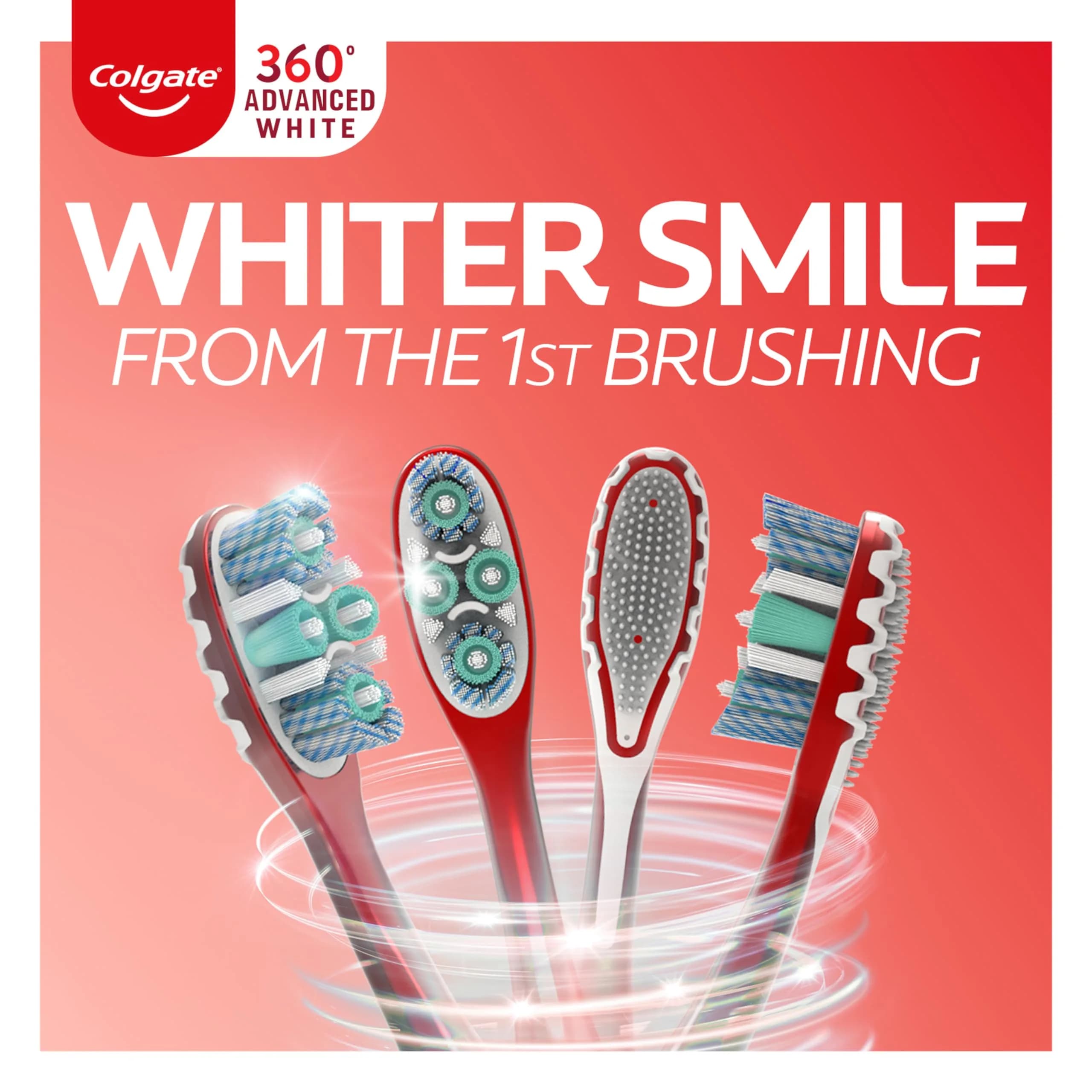 Colgate 360 Advanced Whitening Soft Toothbrush Pack, 8 Count | Helps Clean Teeth, Tongue, Cheeks, & Gums - view 2