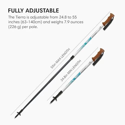 Fizan Tierra Trekking Poles – 7.9 oz, Ultralight, Adjustable, Collapsible, Aluminum, Cork Grip, Light Blue | Customized Fit for Hiking thumbnail 4