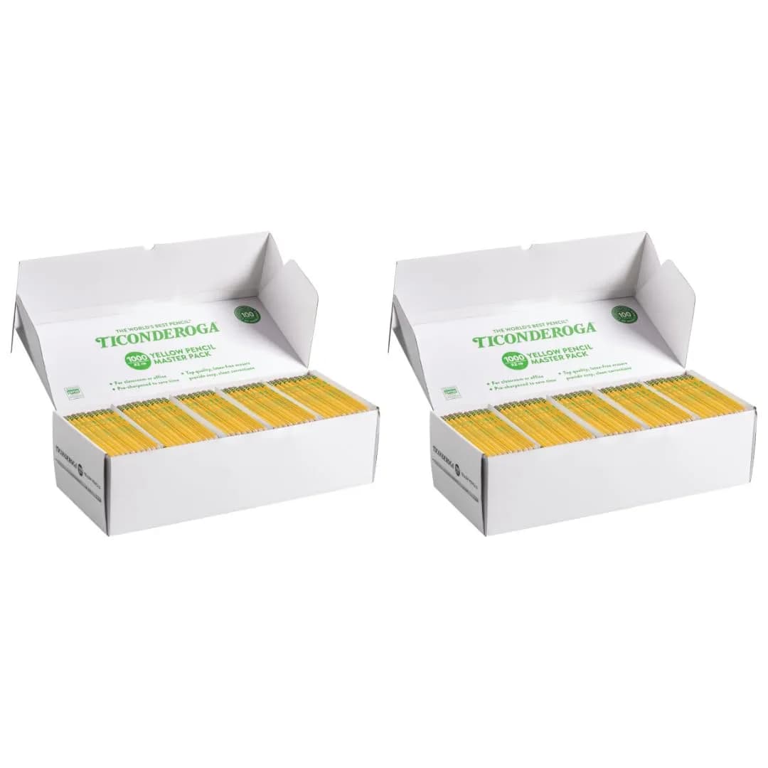 Ticonderoga Wood-Cased Pencils, Pre-Sharpened, HB #2, Yellow, 2000 Pencils Total | Trusted by Teachers for Over 100 Years - main product image
