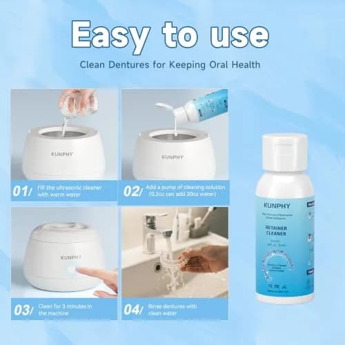 kunphy Ultrasonic Retainer Cleaner Solution 50ml (1.8 Fl Oz) | Professional Dental Appliance Cleaning thumbnail 6
