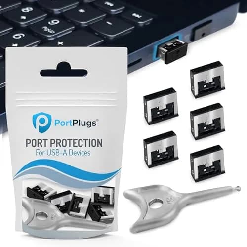 PortPlugs USB A Metal Port Blockers 50 Pack with 2 Keys | Secure Ports Against Malware & Data Theft thumbnail 1