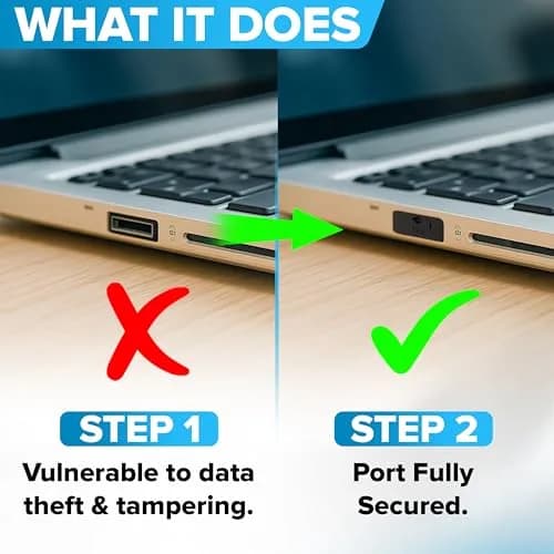 PortPlugs USB A Metal Port Blockers 50 Pack with 2 Keys | Secure Ports Against Malware & Data Theft thumbnail 3