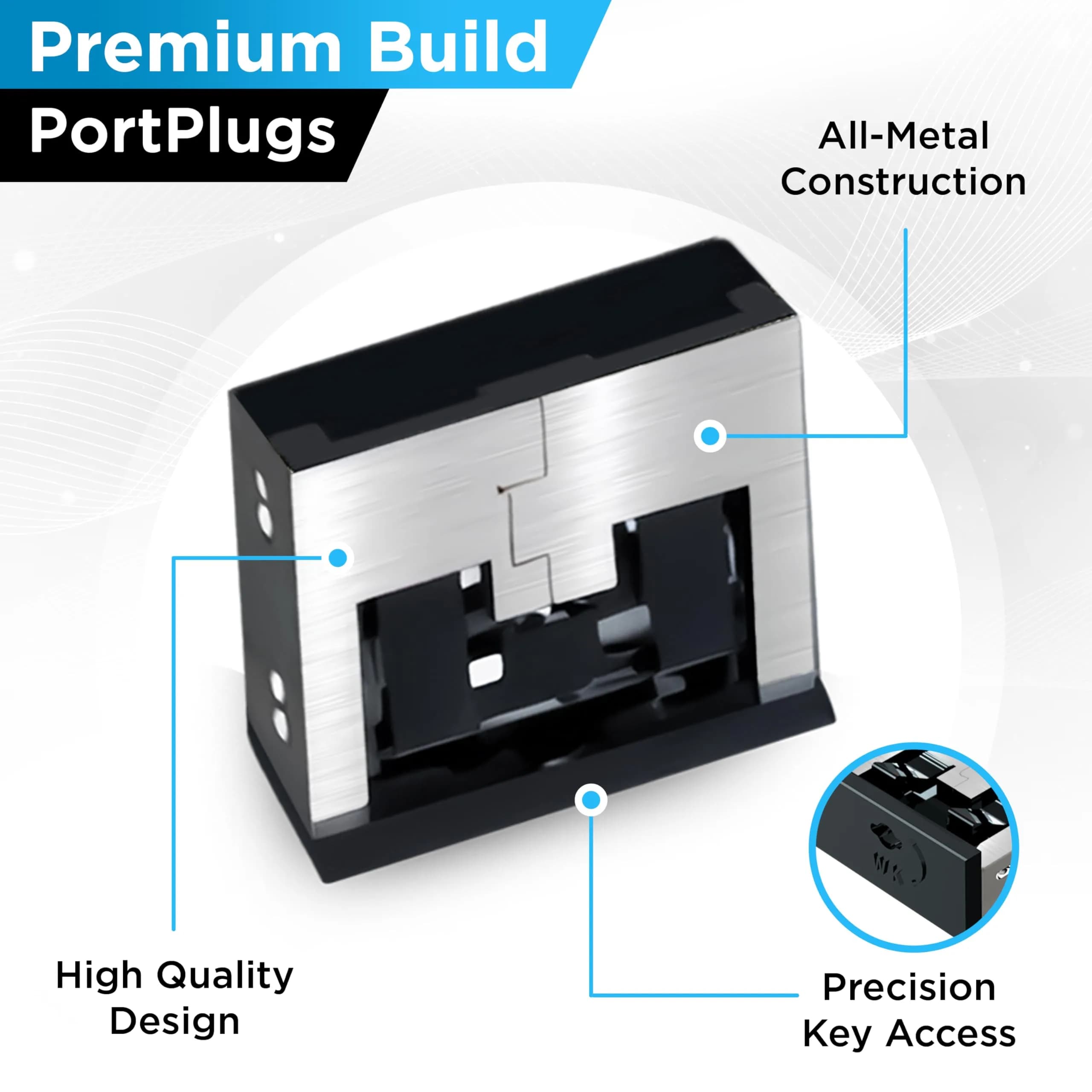 PortPlugs USB A Metal Port Blockers 50 Pack with 2 Keys | Secure Ports Against Malware & Data Theft - view 4