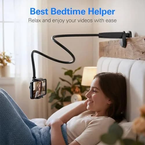 MAGIPEA Gooseneck Phone Holder for Bed, 39inch Flexible Long Arm Overhead Cell Phone Mount for Desk, Hands-Free Viewing Clamp Stand Compatible with iPhone 17 16 15 Pro Max and 3.5-7" Devices | Stable, Durable, Adjustable thumbnail 6