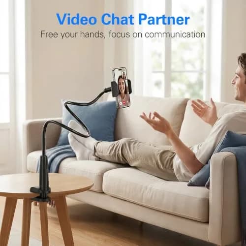 MAGIPEA Gooseneck Phone Holder for Bed, 39inch Flexible Long Arm Overhead Cell Phone Mount for Desk, Hands-Free Viewing Clamp Stand Compatible with iPhone 17 16 15 Pro Max and 3.5-7" Devices | Stable, Durable, Adjustable thumbnail 7