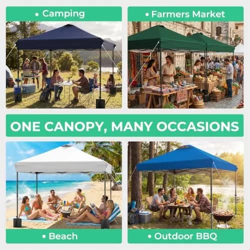 JEAREY 10x10 ft Pop Up Canopy Tent | Instant Setup, UPF 50+ UV Protection, Heavy-Duty Steel Frame, Portable Wheeled Bag thumbnail 4