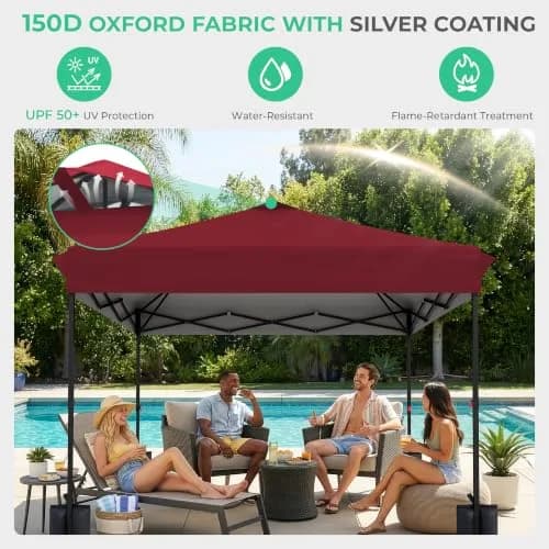 JEAREY 10x10 ft Pop Up Canopy Tent | Instant Setup, UPF 50+ UV Protection, Heavy-Duty Steel Frame, Portable Wheeled Bag thumbnail 5