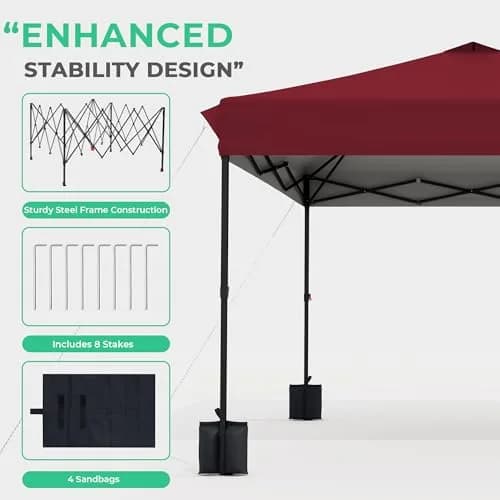 JEAREY 10x10 ft Pop Up Canopy Tent | Instant Setup, UPF 50+ UV Protection, Heavy-Duty Steel Frame, Portable Wheeled Bag thumbnail 7