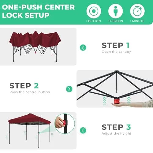 JEAREY 10x10 ft Pop Up Canopy Tent | Instant Setup, UPF 50+ UV Protection, Heavy-Duty Steel Frame, Portable Wheeled Bag thumbnail 3