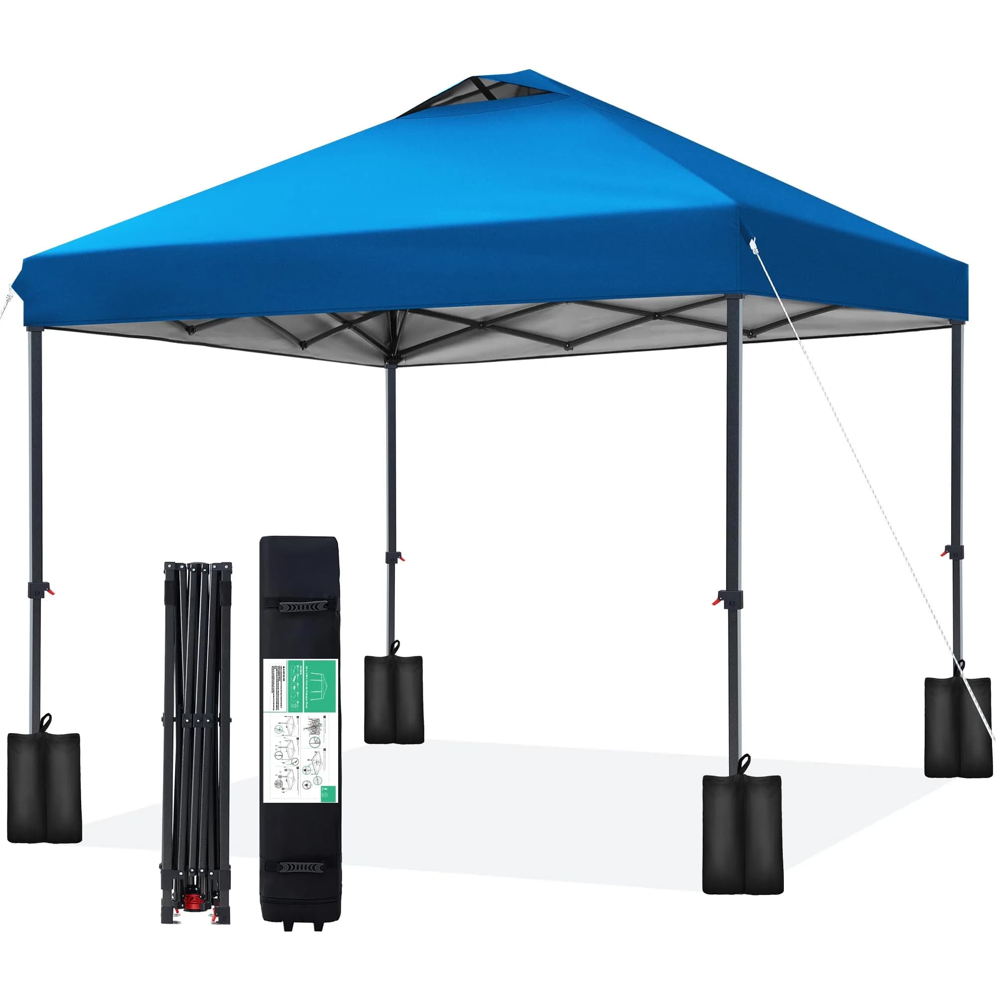 JEAREY 10x10 ft Pop Up Canopy Tent | Instant Setup, UPF 50+ Silver-Coated Top, Heavy-Duty Wheeled Bag — Royal Blue