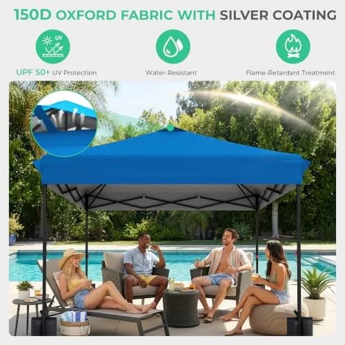 JEAREY 10x10 ft Pop Up Canopy Tent | Instant Setup, UPF 50+ Silver-Coated Top, Heavy-Duty Wheeled Bag thumbnail 5