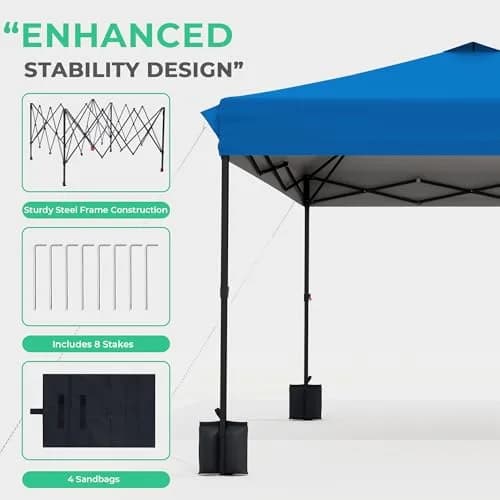 JEAREY 10x10 ft Pop Up Canopy Tent | Instant Setup, UPF 50+ Silver-Coated Top, Heavy-Duty Wheeled Bag thumbnail 7
