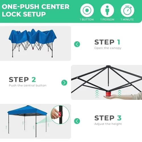JEAREY 10x10 ft Pop Up Canopy Tent | Instant Setup, UPF 50+ Silver-Coated Top, Heavy-Duty Wheeled Bag thumbnail 3