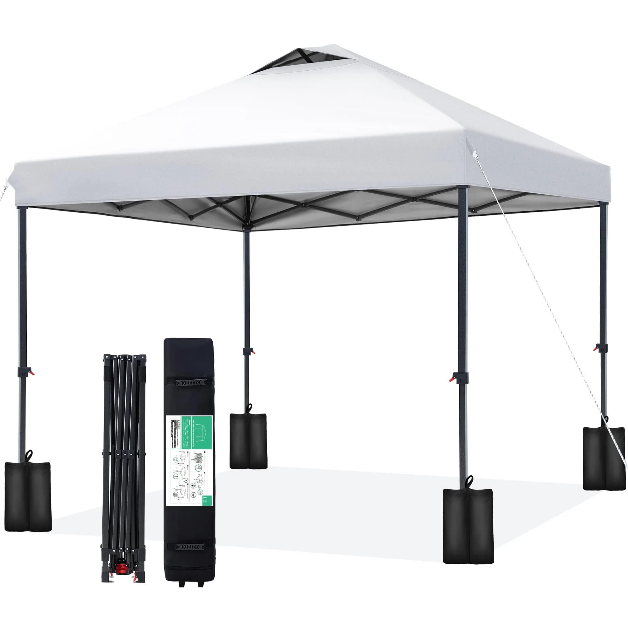 JEAREY 10x10 Pop Up Canopy Tent | Easy Setup Outdoor Market Shelter, White