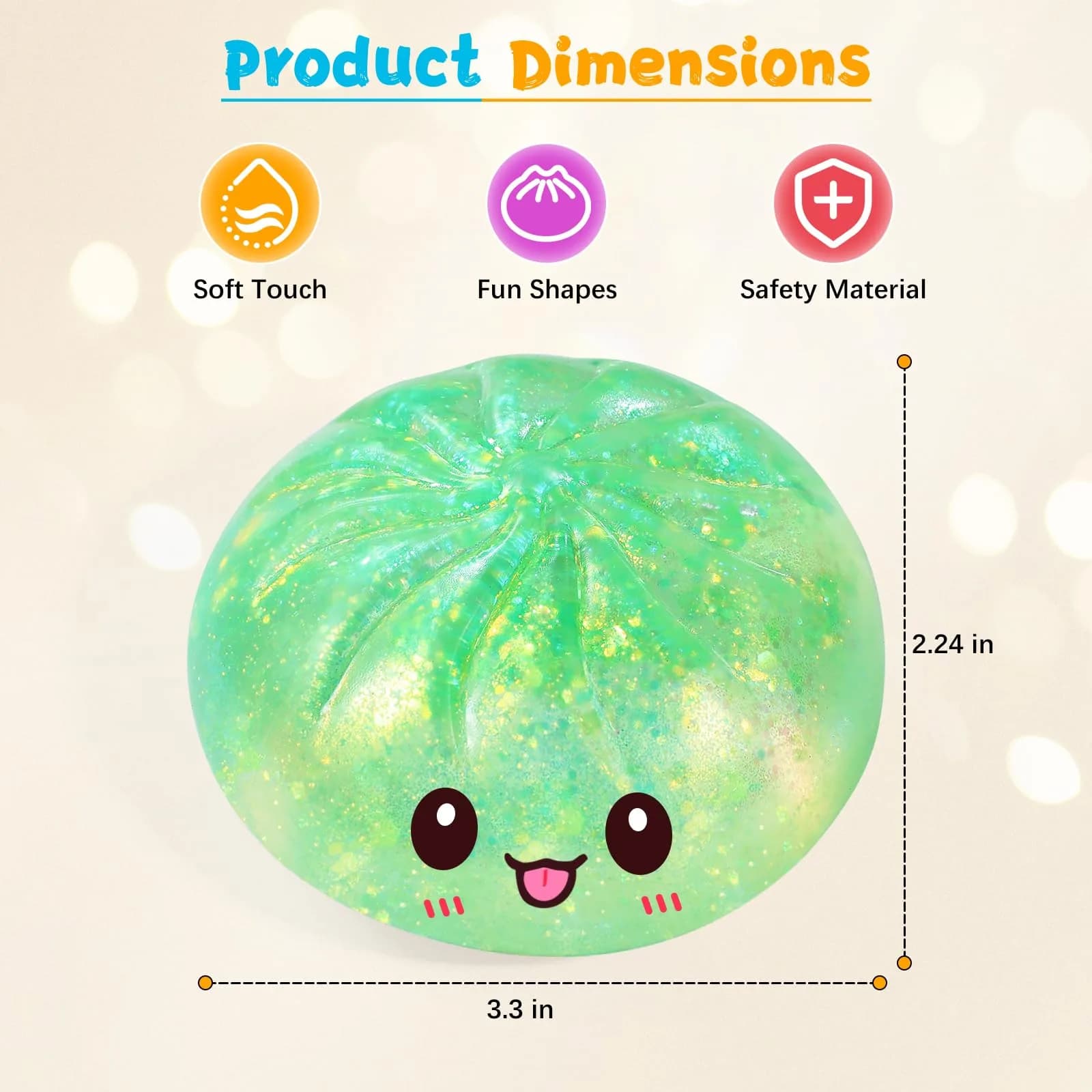 Tookyhiil Green Glitter Dumpling Squishy Mystery Box | Viral Bao Bun Stress Relief Toy - view 2
