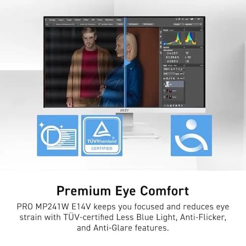 msi PRO MP241W 24-inch IPS FHD Office Monitor | 144Hz, Free-Sync, Tilt, Speakers, VESA Mount, HDR Ready thumbnail 2