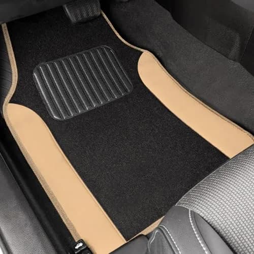 Carbella Waterproof PU Leather Car Floor Mats Beige | Universal Fit for 2005-2026 Models thumbnail 1