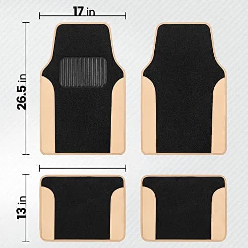 Carbella Waterproof PU Leather Car Floor Mats Beige | Universal Fit for 2005-2026 Models thumbnail 8
