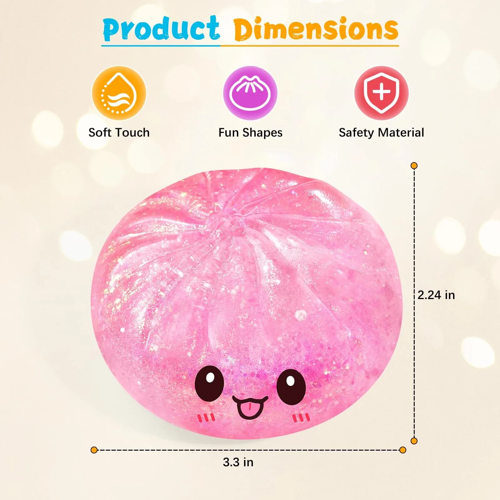 Tookyhiil Sugar Dumpling Squishy Pink | Viral Bao Bun Stress Relief Toy - view 2