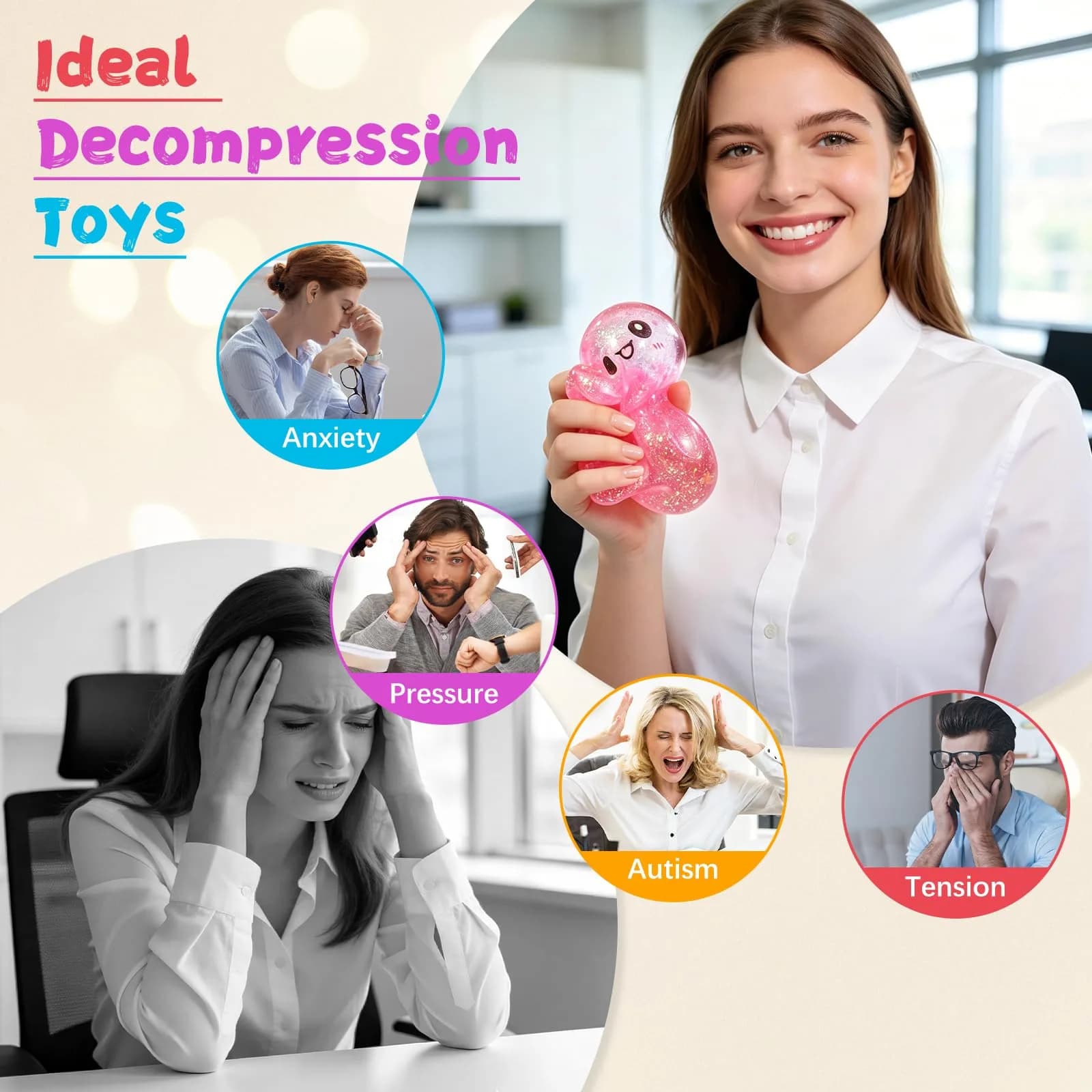 Tookyhiil Sugar Dumpling Squishy Pink | Viral Bao Bun Stress Relief Toy - view 5