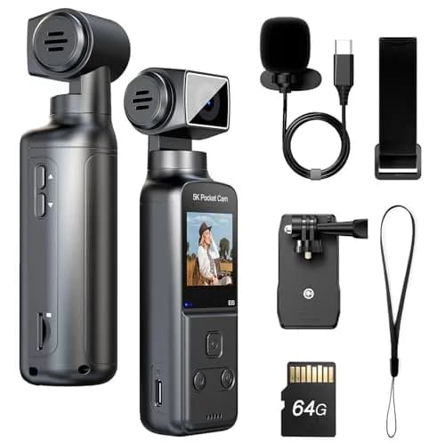 BOBLOV 5K Body Camera with Microphone | 4K/60FPS Vlogging, External Mic Support, 270° Rotatable Lens thumbnail 1