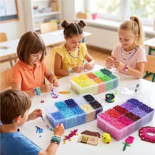 Simetufy Pony Beads Bulk 14000 Pcs, 30 Colors | 6x9mm Plastic Beads for Jewelry & Crafts thumbnail 4