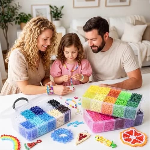 Simetufy Pony Beads Bulk 14000 Pcs, 30 Colors | 6x9mm Plastic Beads for Jewelry & Crafts thumbnail 5