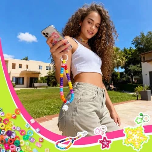 Simetufy Pony Beads Bulk 14000 Pcs, 30 Colors | 6x9mm Plastic Beads for Jewelry & Crafts thumbnail 7