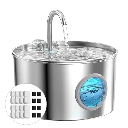 GIOTOHUN Pet Water Fountain Stainless Steel 2.2L | Quiet, Durable & Easy to Clean thumbnail 1