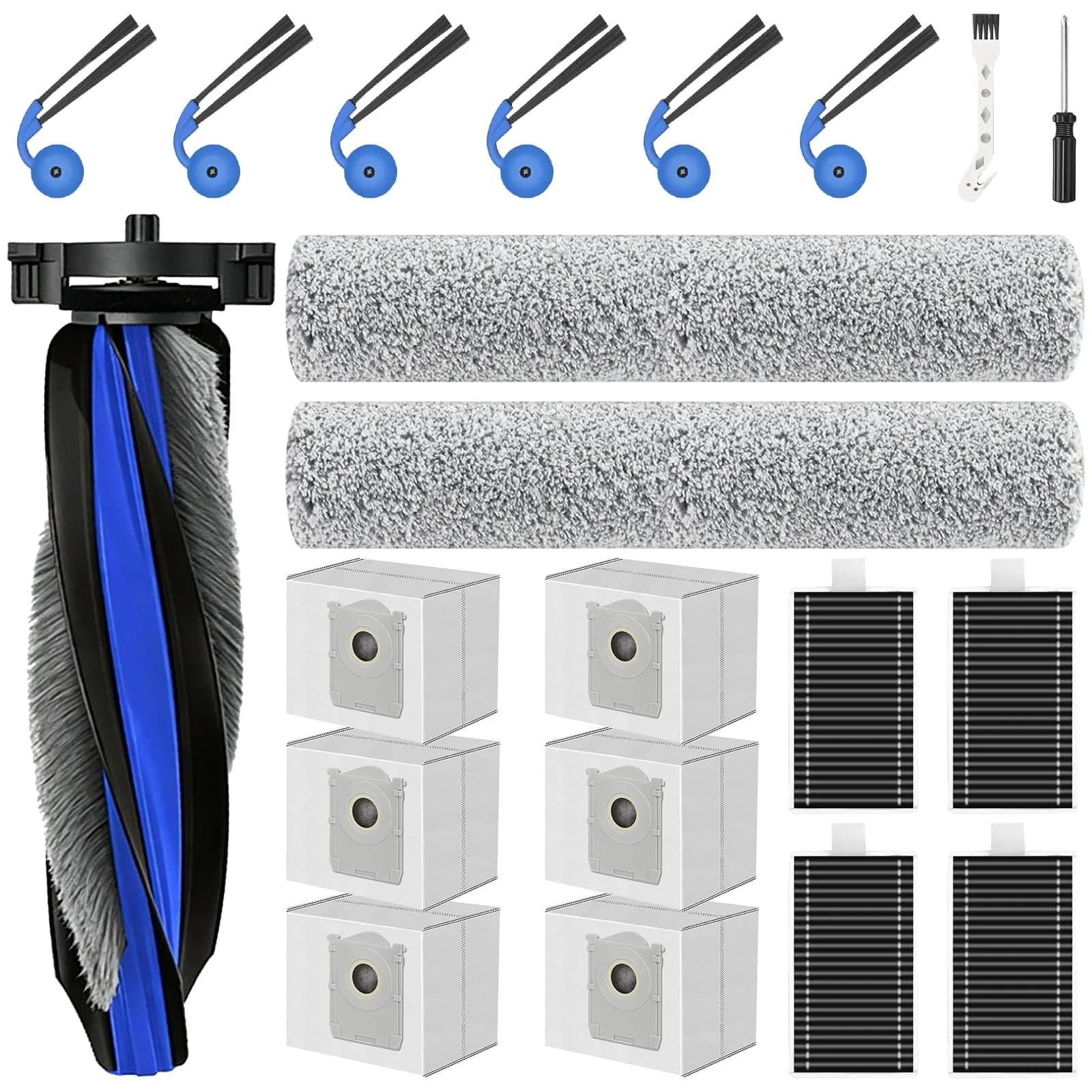 KTNAid 21 Pcs Accessories Kit for ECOVACS DEEBOT T90 PRO Omni Robot Vacuum | Main Brush, HEPA Filters, Side Brushes, Dust Bags, Roller Mops, Cleaning Tool & Screwdriver - main product image
