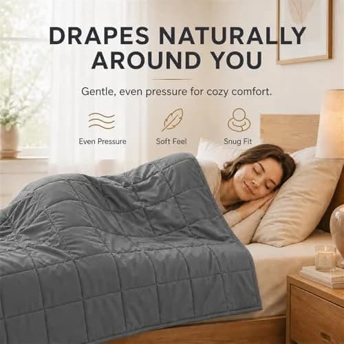 Smart Queen Weighted Blanket for Adults 60"x80" | 20lbs Grey All Season Breathable thumbnail 7