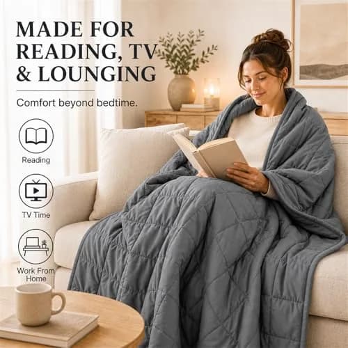 Smart Queen Weighted Blanket for Adults 60"x80" | 20lbs Grey All Season Breathable thumbnail 8