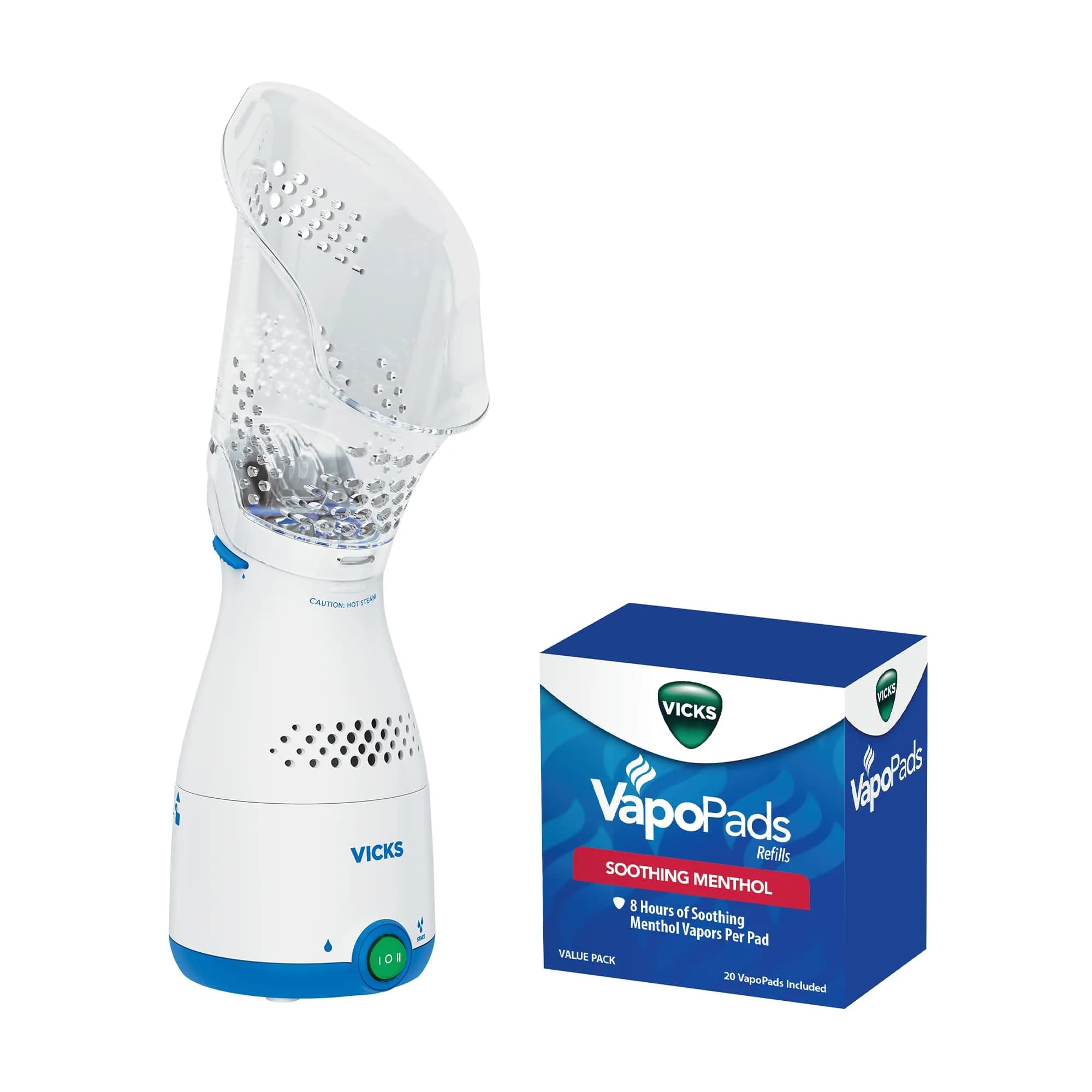 Vicks Sinus Inhaler & VapoPads Original Menthol Scent | Non-Medicated Steam Inhaler for Sinus Relief, Allergies, Congestion, Vocal Steamer (21 Count) - main product image