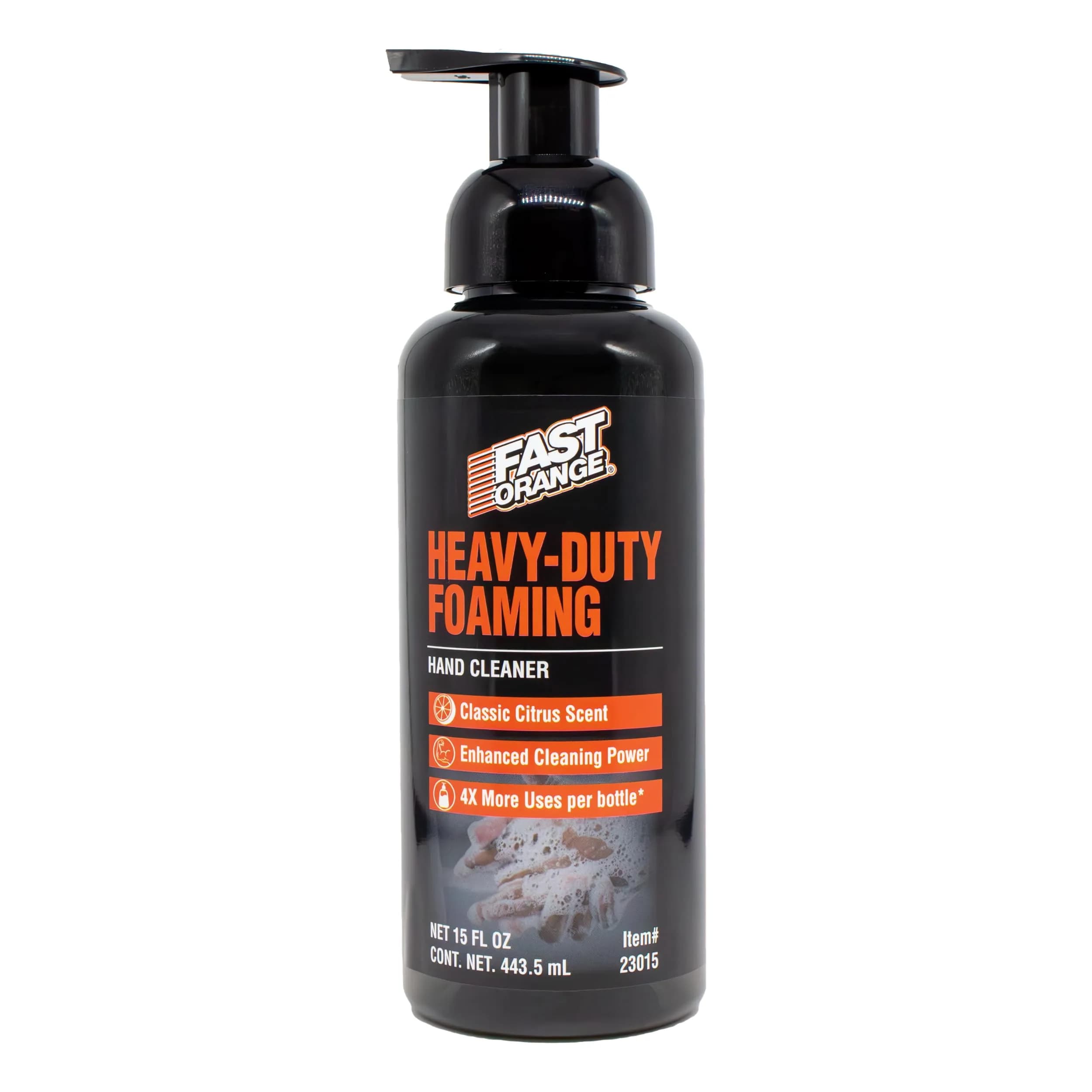 Fast Orange Heavy-Duty Foaming Hand Cleaner 444ml (15 Fl Oz) | Cleans Grease, Grime & Oil — Clear