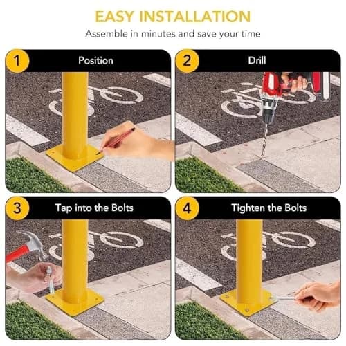 SierraSquad 36 Inch Steel Safety Bollards | Heavy-Duty Impact Barrier for Driveways & Storefronts thumbnail 6