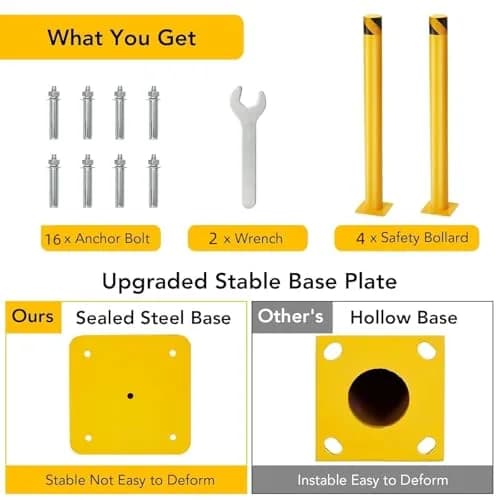 SierraSquad 36 Inch Steel Safety Bollards | Heavy-Duty Impact Barrier for Driveways & Storefronts thumbnail 9