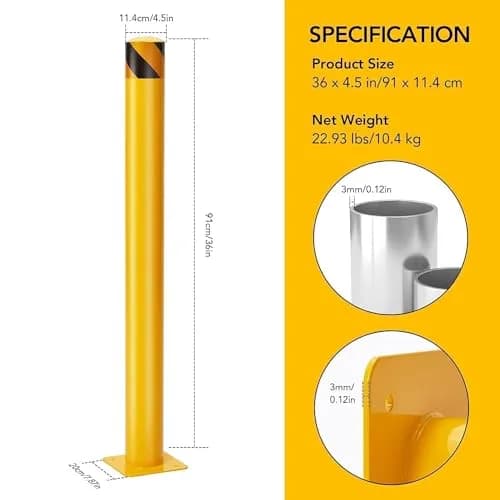 SierraSquad 36 Inch Steel Safety Bollards | Heavy-Duty Impact Barrier for Driveways & Storefronts thumbnail 4