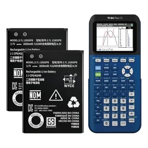 HamnaKhu TI-84 Plus CE Battery 2-Pack | Upgraded High Capacity 0 Cycle thumbnail 1