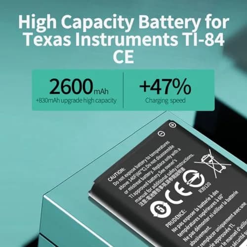 HamnaKhu TI-84 Plus CE Battery 2-Pack | Upgraded High Capacity 0 Cycle thumbnail 3